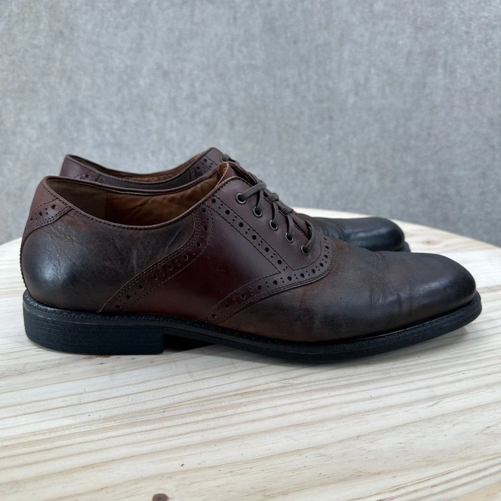 Johnston Murphy Sheepskin Leather Shoes Mens 12 Two-Tone Burnished Brogue Oxford